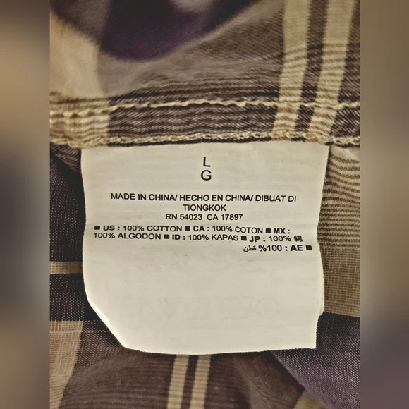 (4/$20) Old Navy Men's Casual Button Down Shirt Blue & White Checkered Size L - Picture 3 of 5